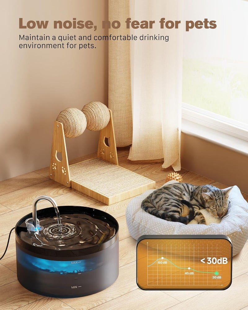 BEMOONY Cat Water Fountain: 108oz/3.2L Cat Fountain Super Silent Pet Drinking Dispenser - Water Fountains for Kitty Indoor - Quiet Pump and Faucet Design - Suitable for Cats and Dogs - - Image 4